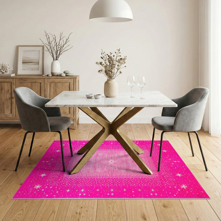 Pink Starry Geometric Area Rug