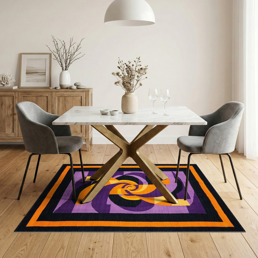 Purple Geometric Spiral Area Rug