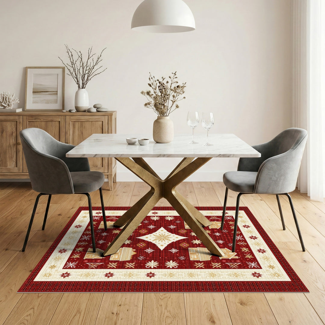 Red Gingerbread House Holiday Area Rug