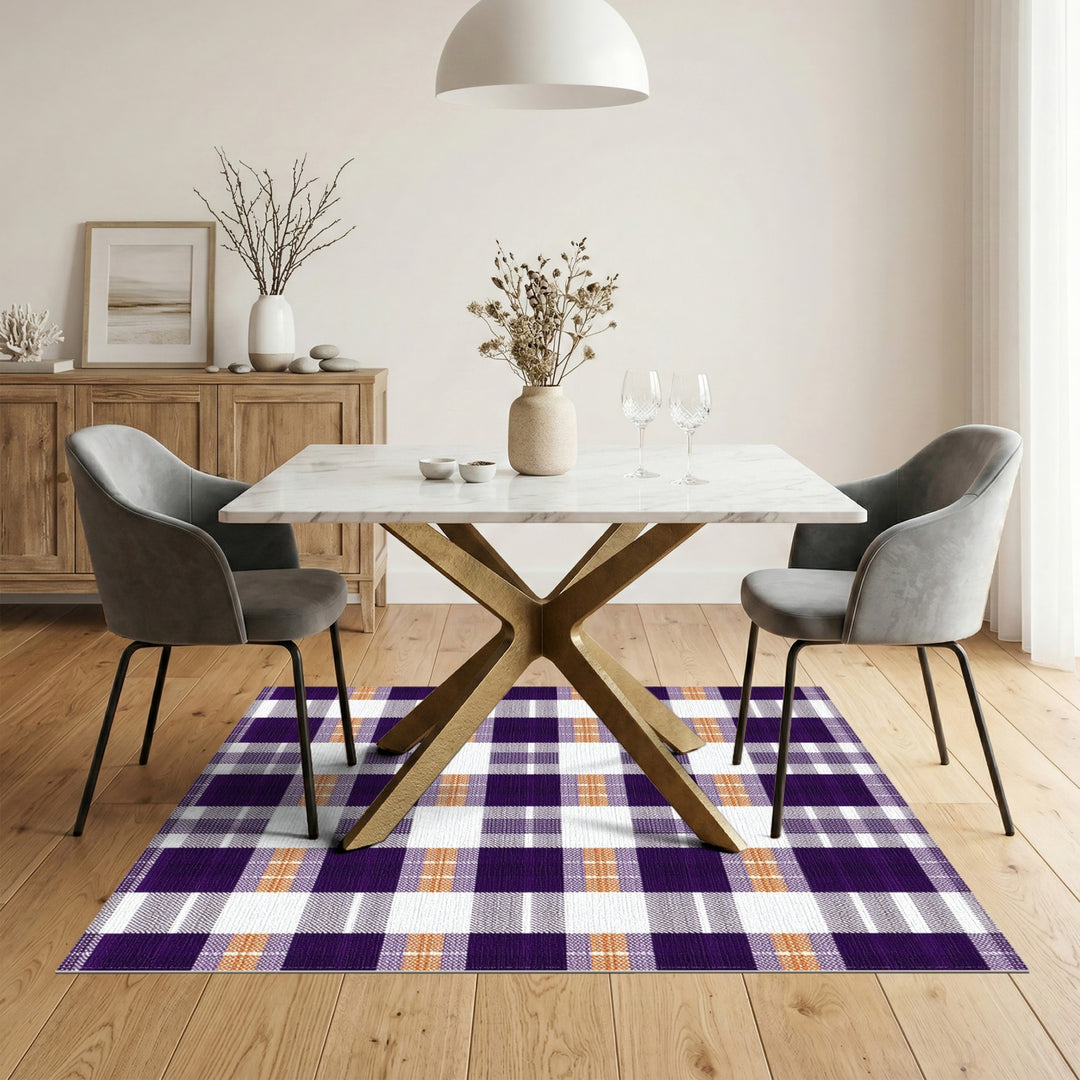 Purple Geometric Modern Purple Plaid Geometric Area Rug
