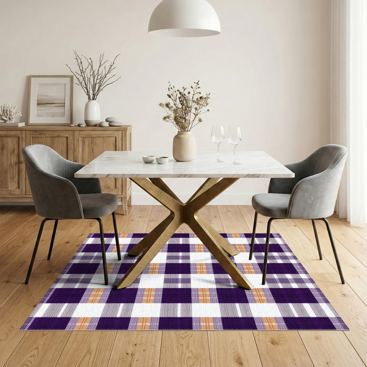 Purple Geometric Modern Purple Plaid Geometric Area Rug