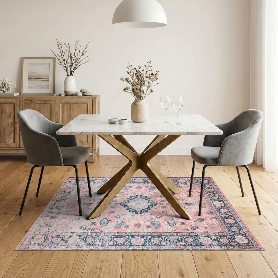 Pink Floral Vintage Medallion Area Rug