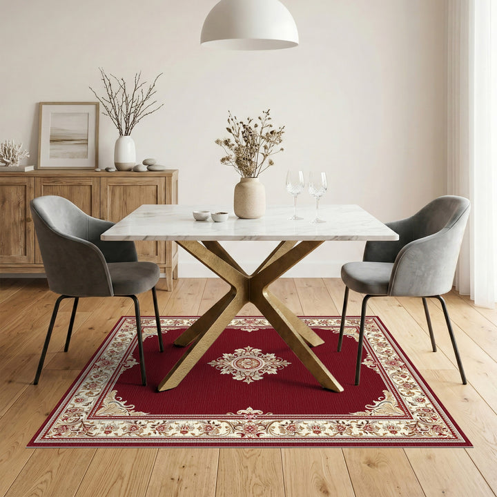 Red Persian Floral Medallion Area Rug
