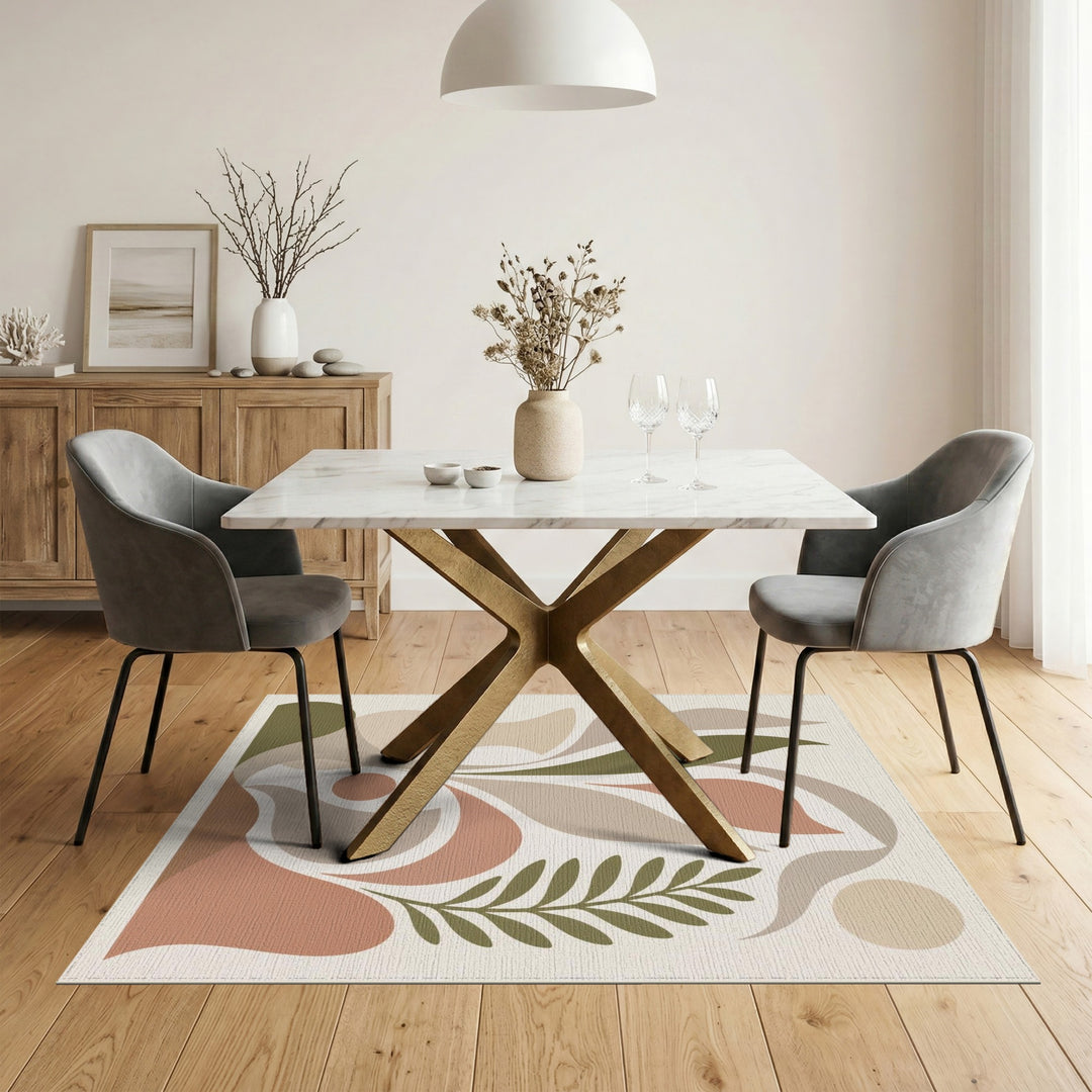 Beige Abstract Botanical Area Rug