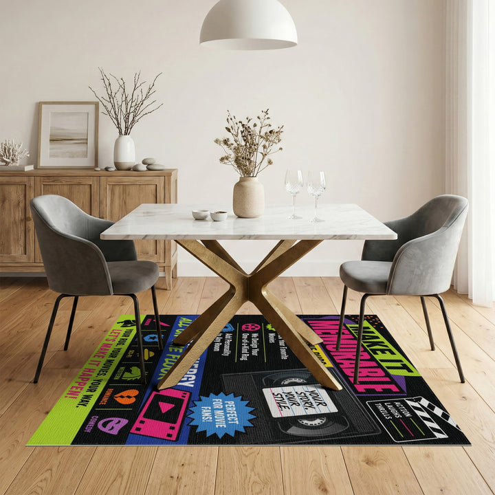 VHS Movie Genre Area Rug