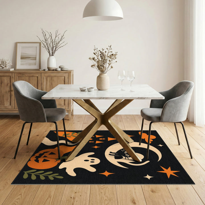 Halloween Black Cat Moon Kids Area Rug