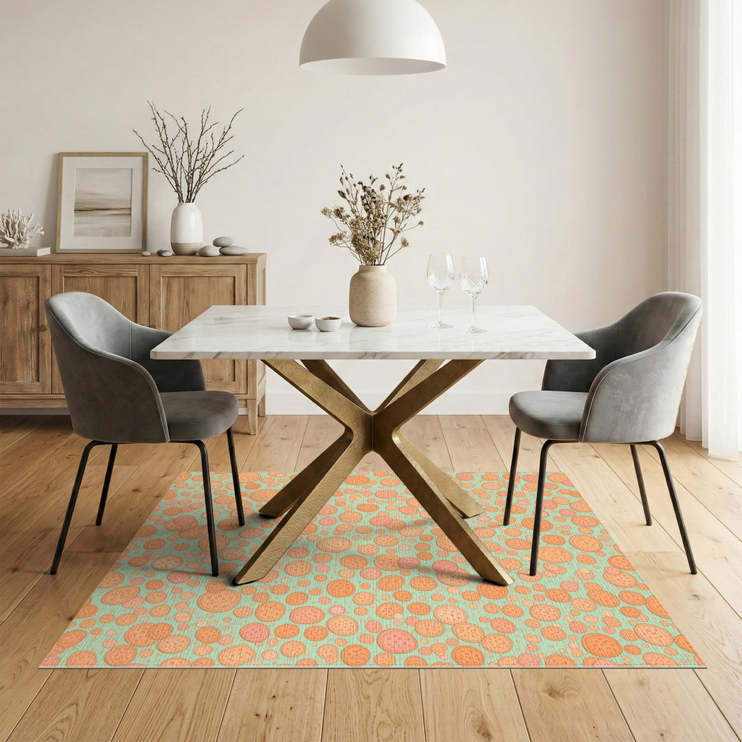 Orange Circle Pattern Washable Area Rug