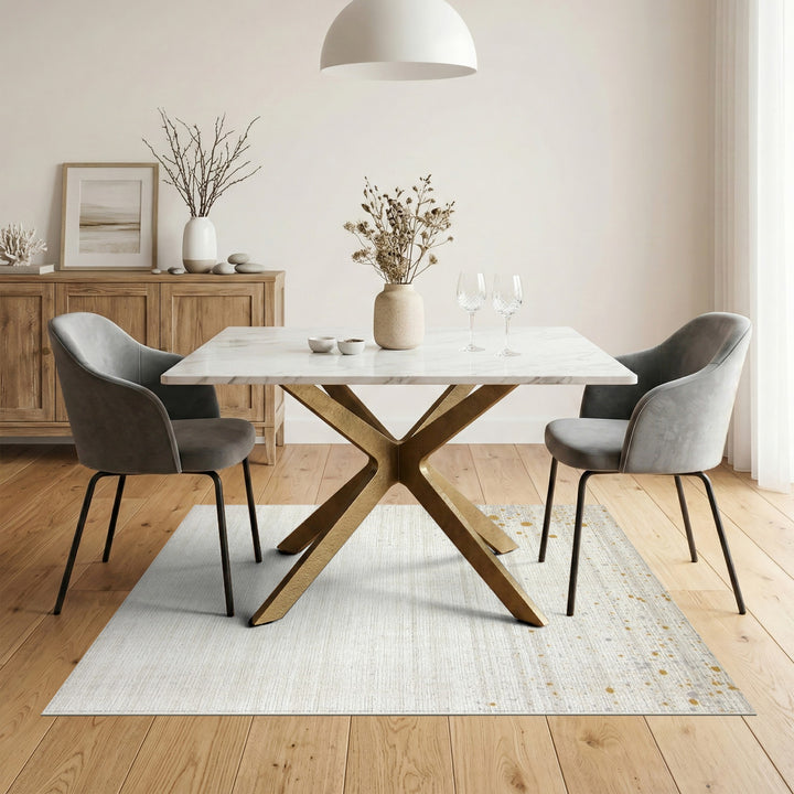 Beige Gold Splatter Distressed Vintage Rug