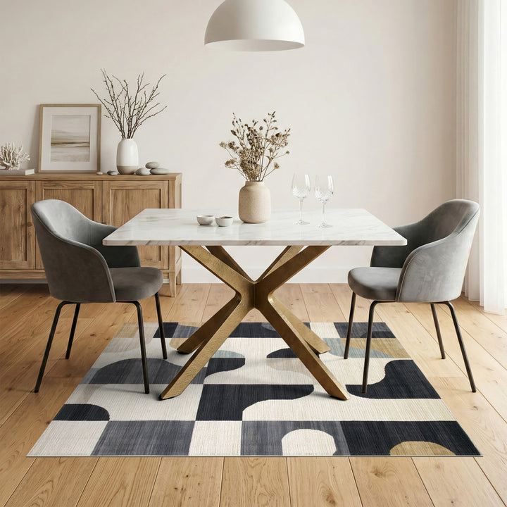 Bold Geometric Black White Area Rug