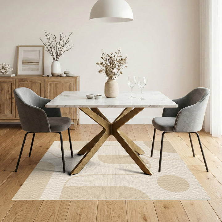 Organic Beige and Neutral Beige Organic Abstract Area Rug