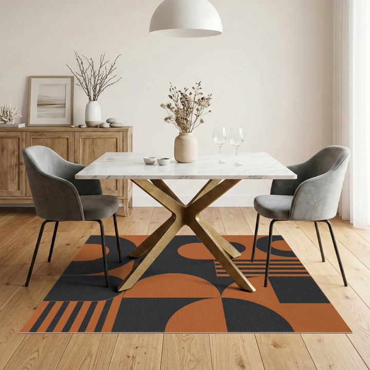 Orange Geometric Modern Area Rug
