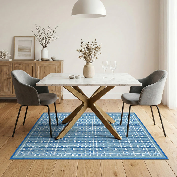 Blue Geometric Diamond Area Rug