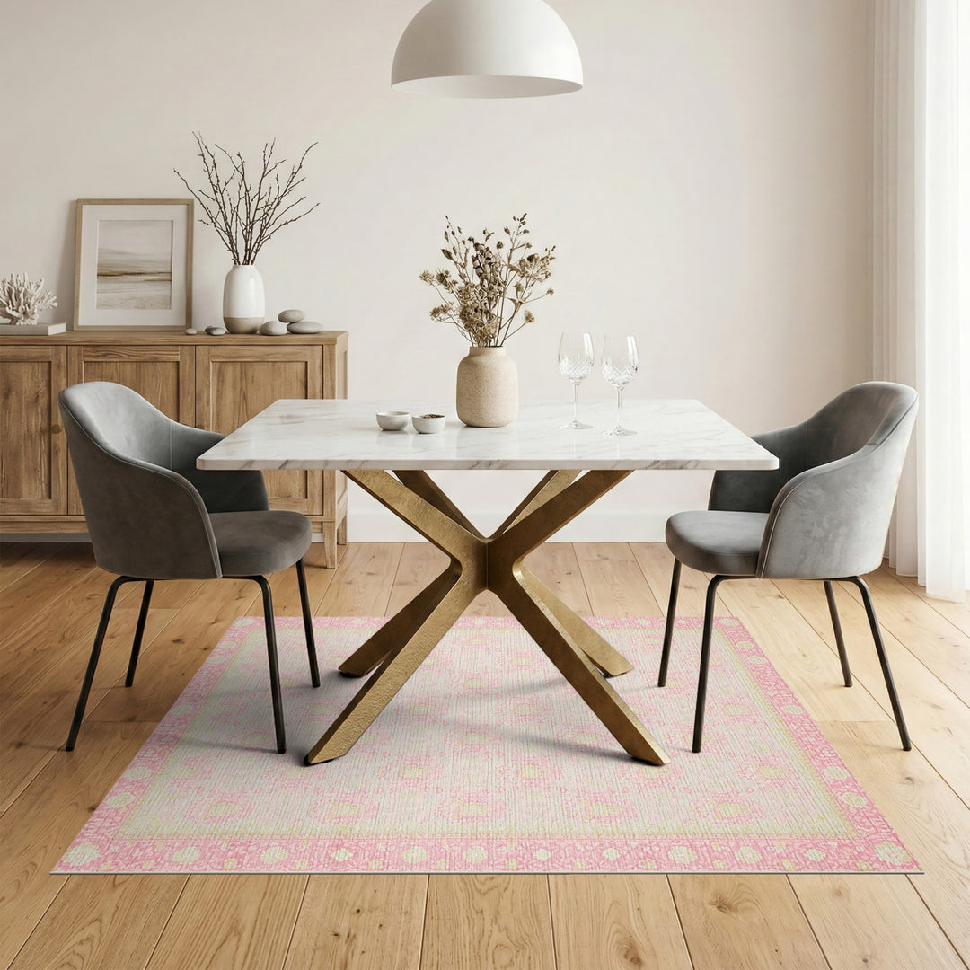 Blush Pink Floral Vintage Area Rug