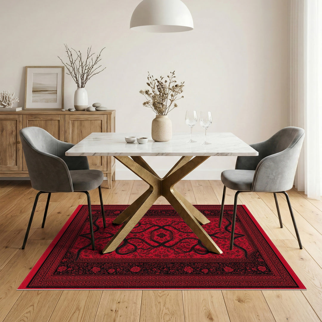 Red Serpent Floral Persian Area Rug