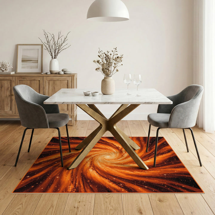 Orange Cosmic Swirl Area Rug