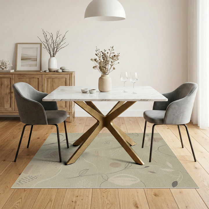 Sage Green Abstract Leaf Area Rug