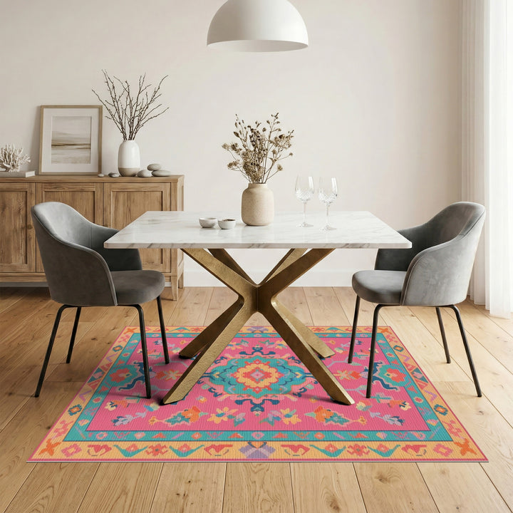 Vibrant Pink Boho Chic Area Rug