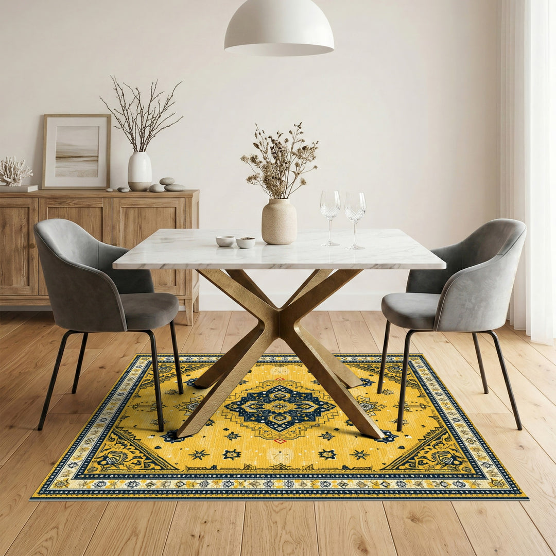 Traditional Persian Yellow Persian Medallion Area Rug