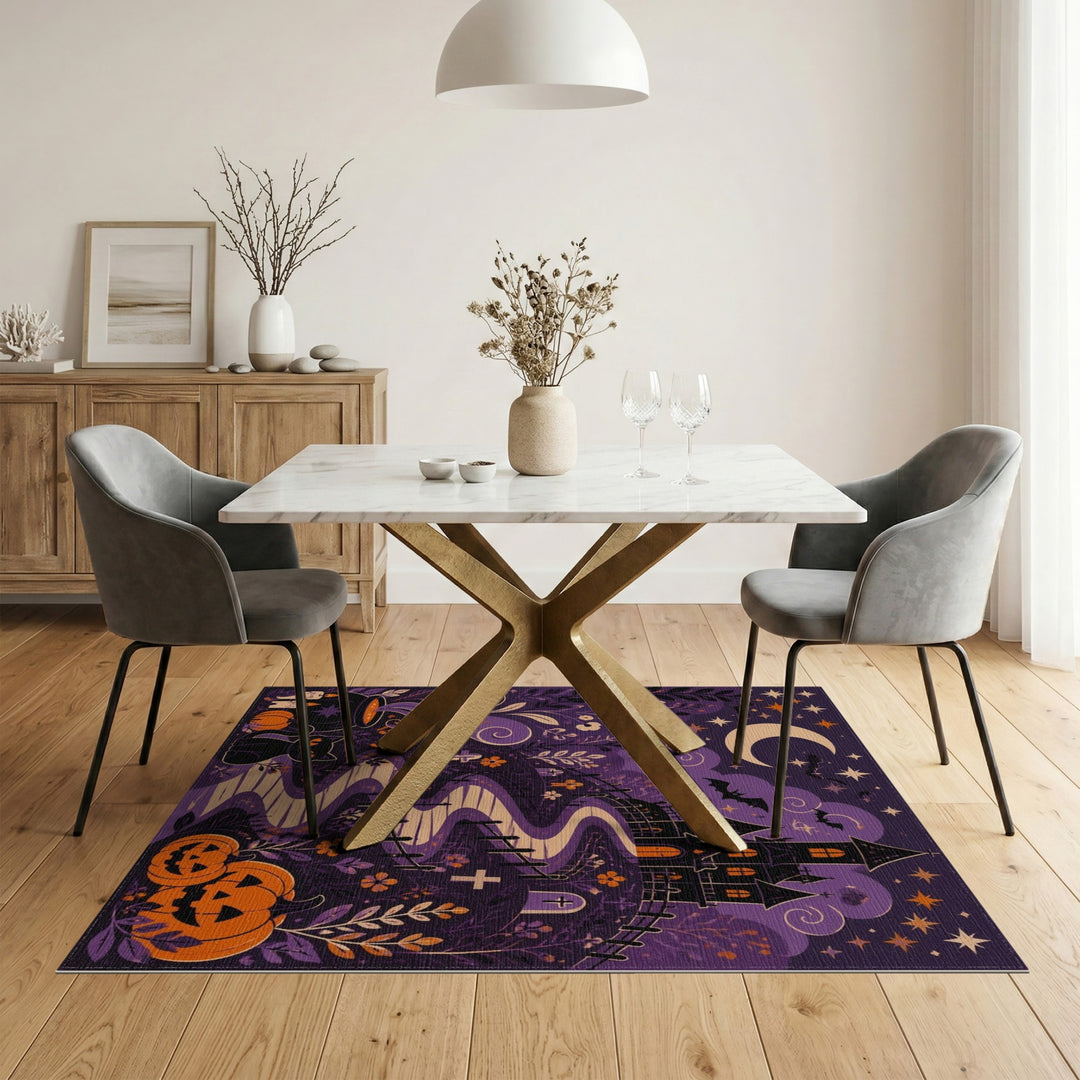 Purple Halloween Castle Kids Area Rug