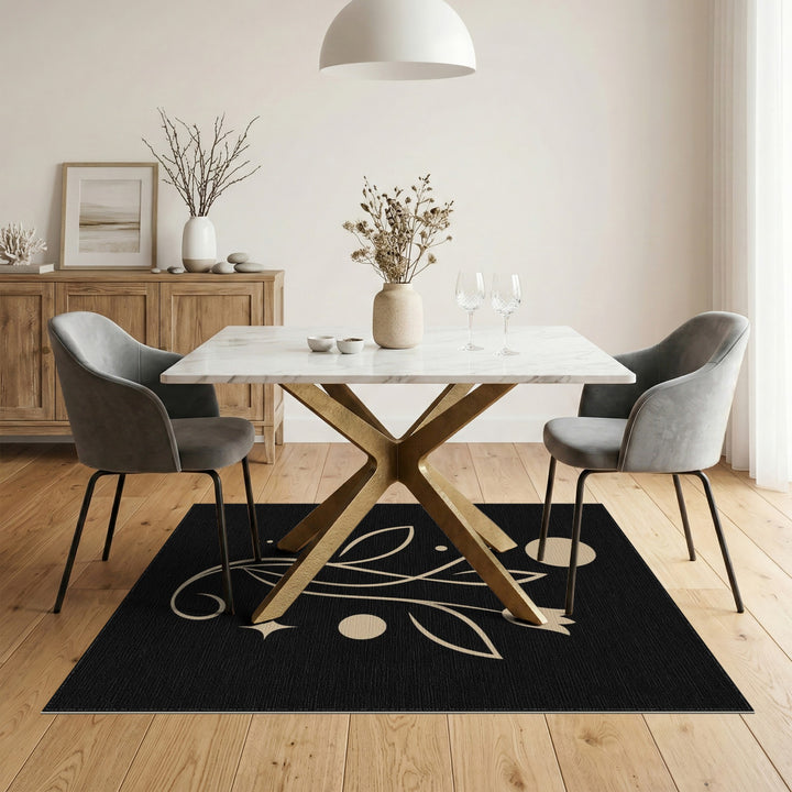 Beige Floral Line Art Area Rug