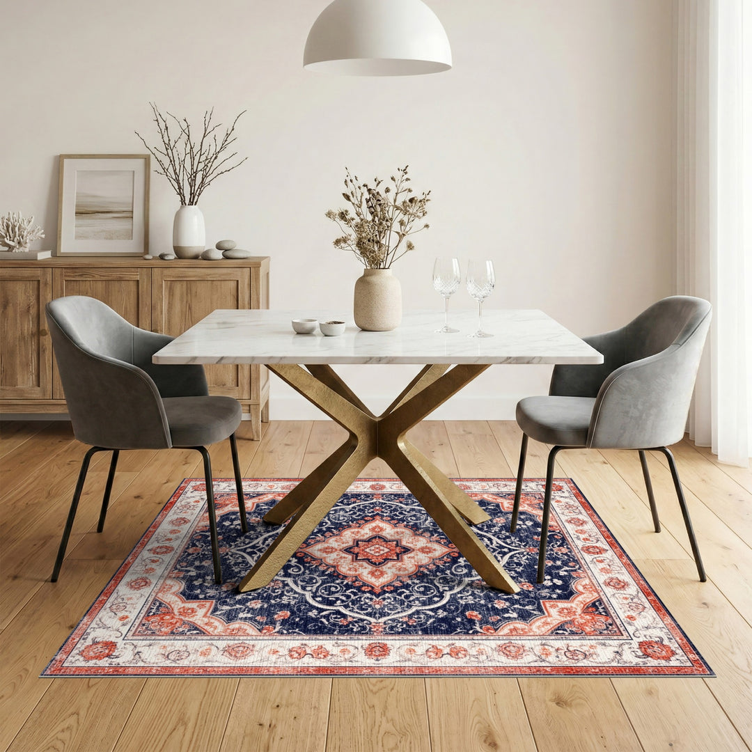Medallion Navy Blue Persian Floral Medallion Rug