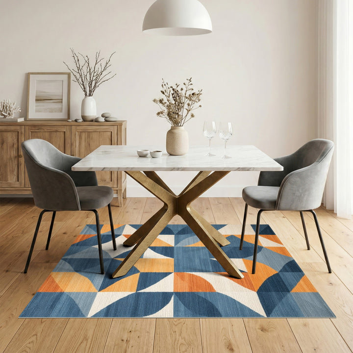 Blue Geometric Modern Area Rug