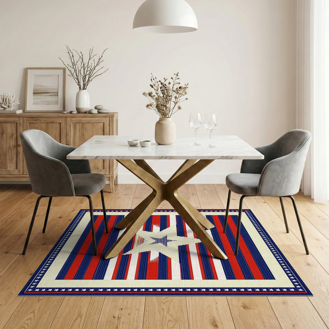 Patriotic Star Stripe Area Rug