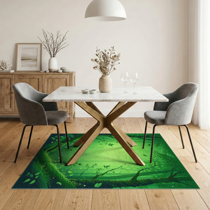 Lush Green Forest Area Rug