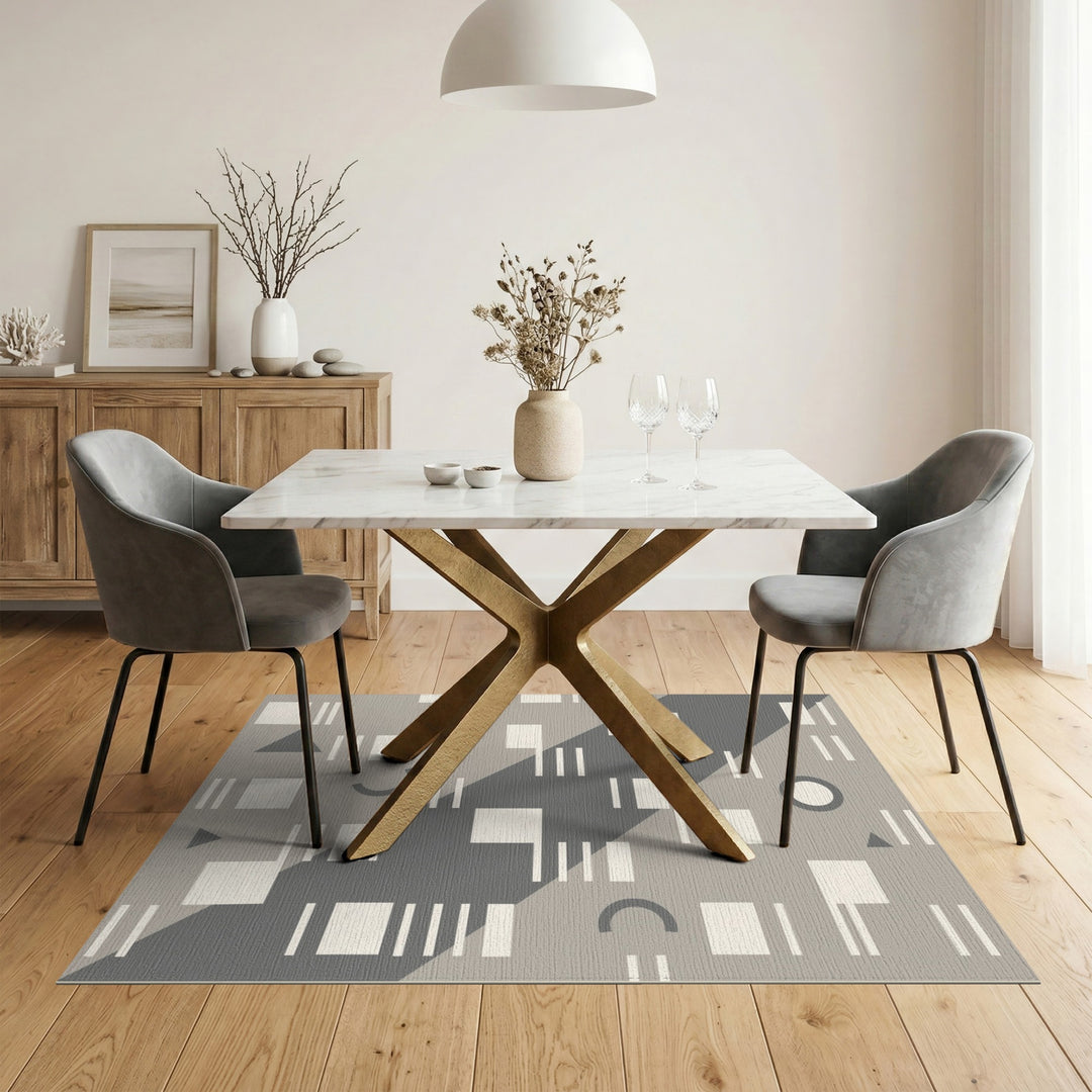 Grey Geometric Modern Area Rug