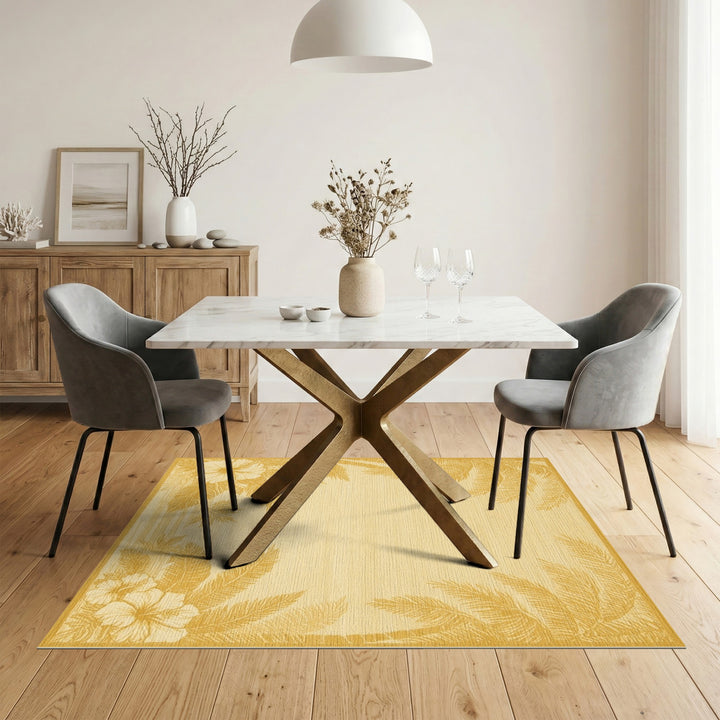 Yellow Palm Tree Hibiscus Area Rug