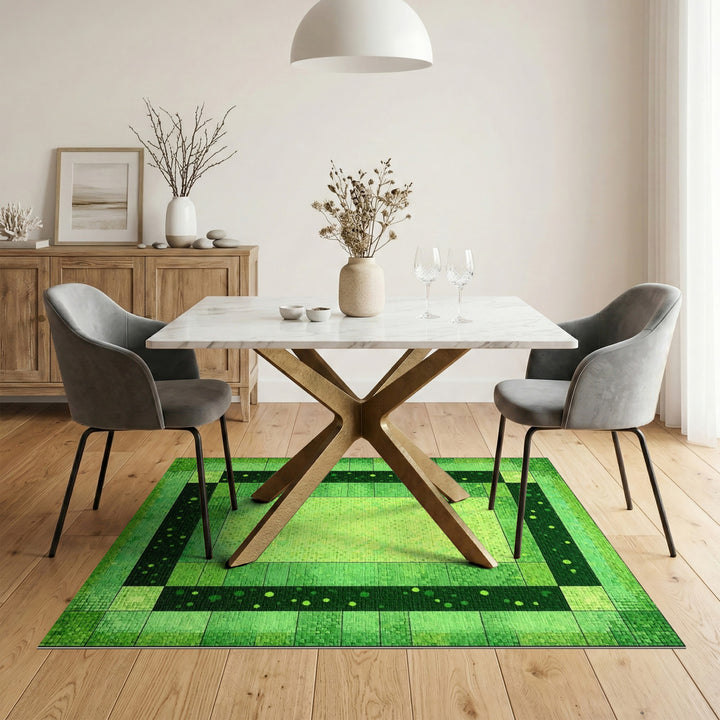 Geometric Modern Green Geometric Mosaic Area Rug