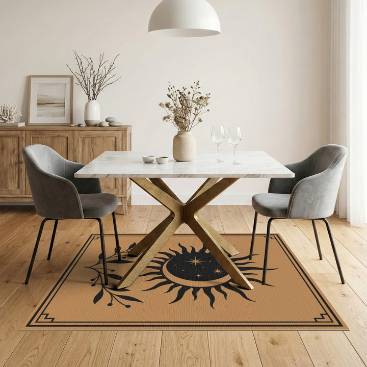 Celestial Sun Moon Brown Area Rug