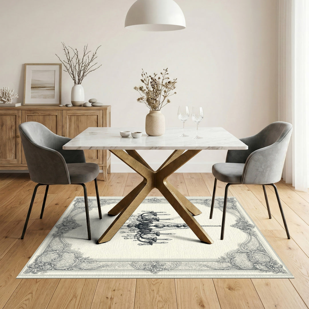Black White Chandelier Vintage Area Rug