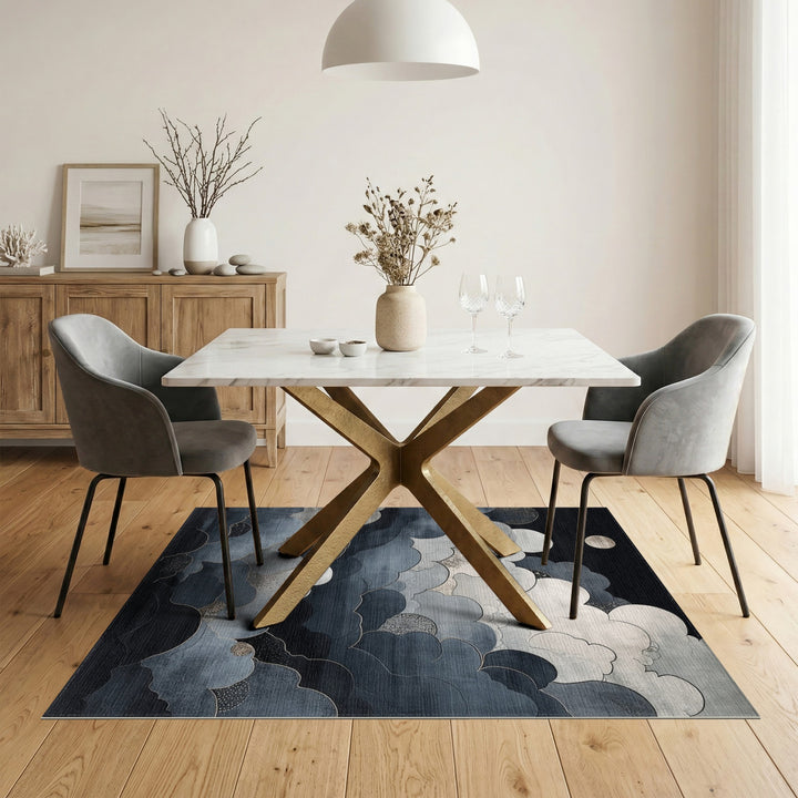 Moonlit Cloudscape Abstract Area Rug
