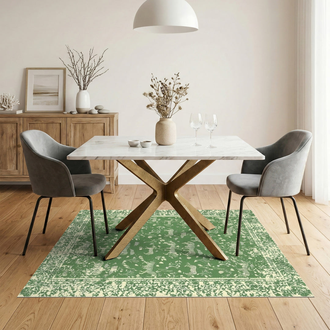 Green Zebra Floral Area Rug