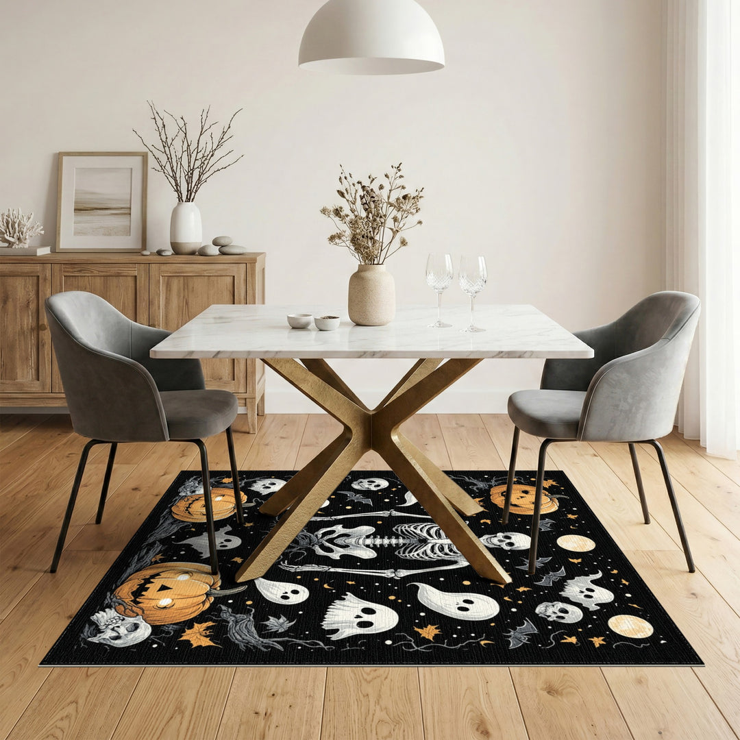 Spooky Skeleton Halloween Area Rug