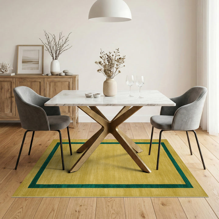 Geometric Modern Yellow Geometric Border Area Rug