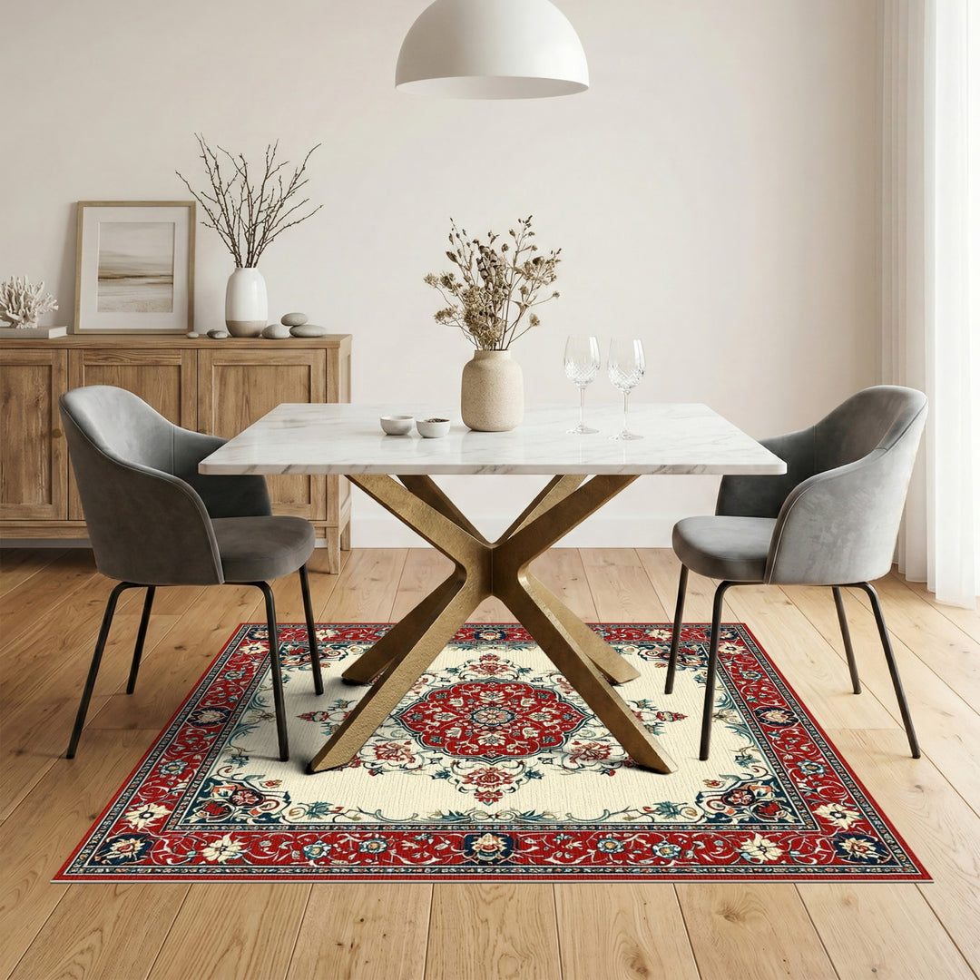 Red Persian Floral Medallion Area Rug