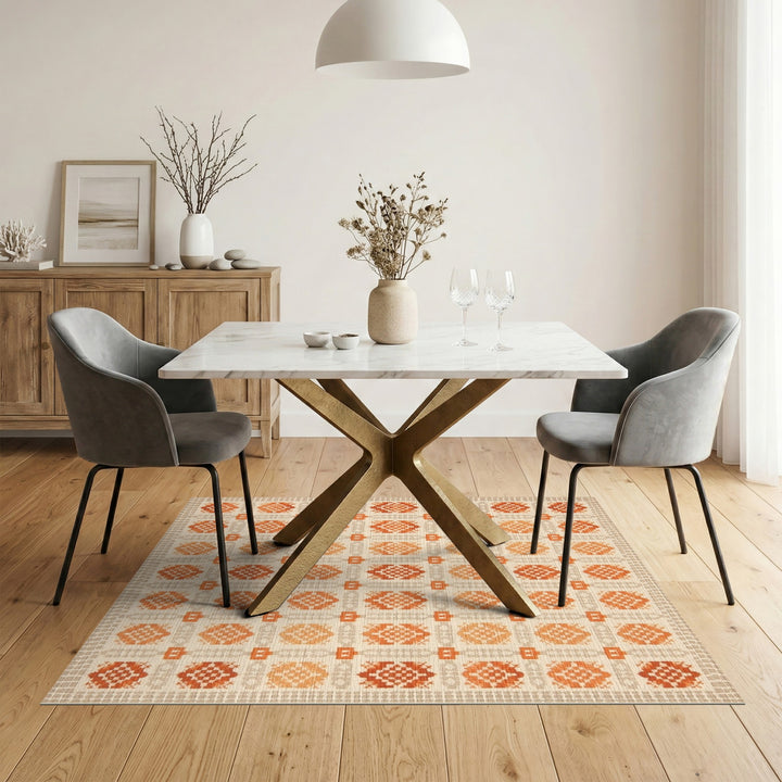 Orange Southwestern Geometric Area Rug