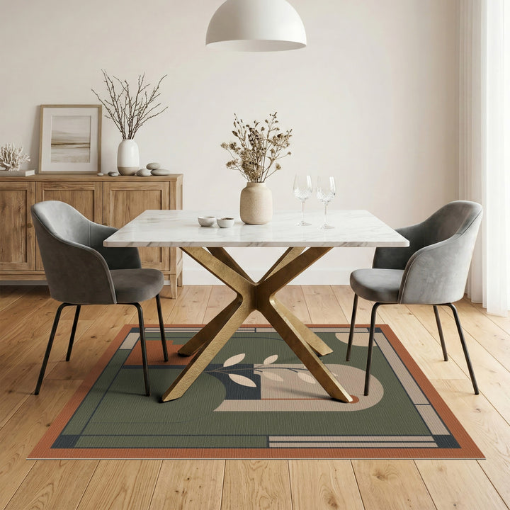 Green Geometric Arch Area Rug
