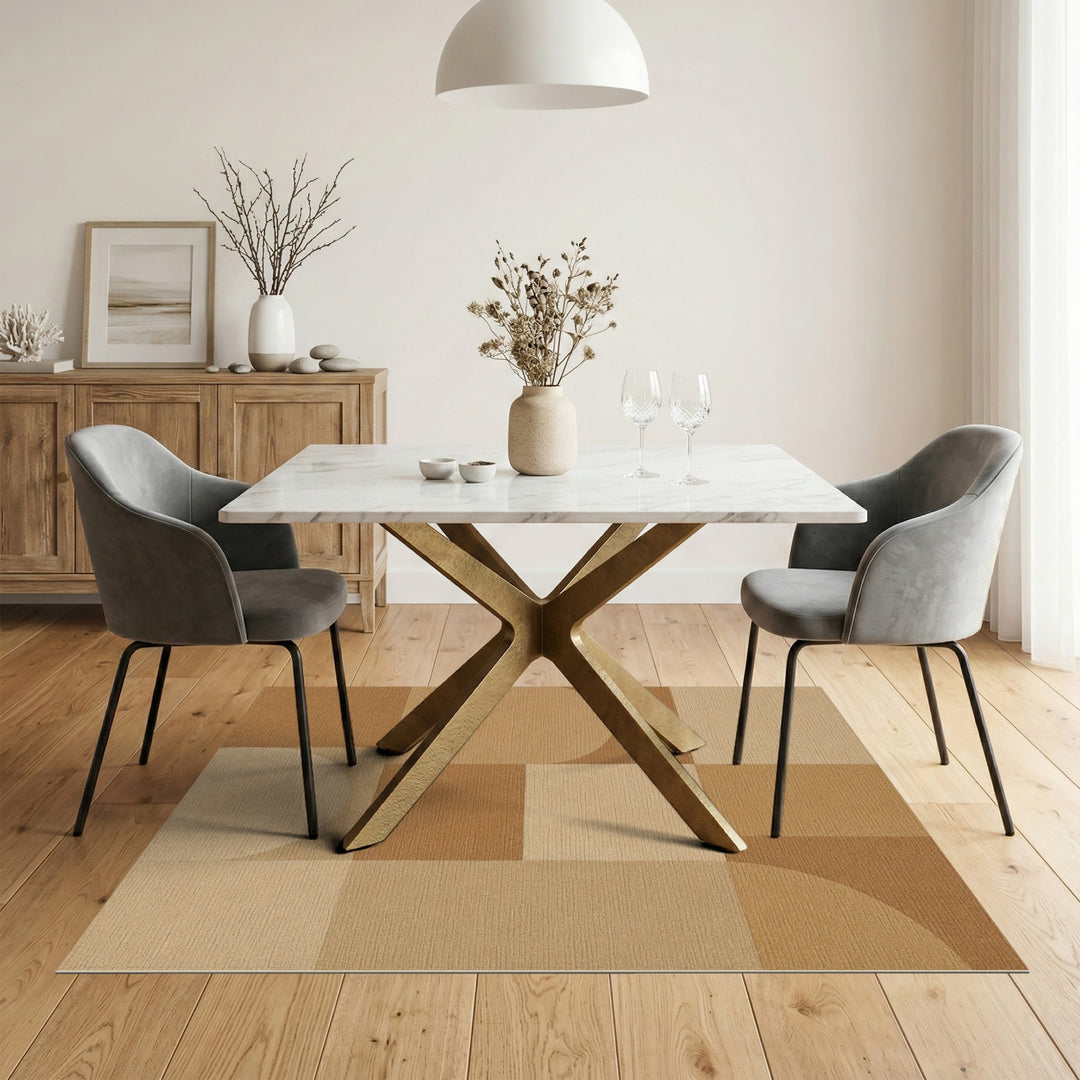 Geometric Brown Tan Area Rug