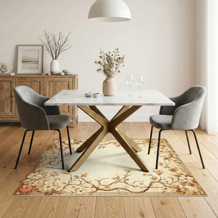 Beige Floral Vintage Area Rug