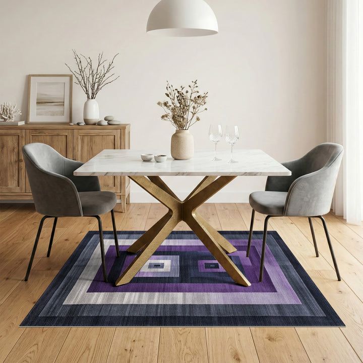 Purple Concentric Geometric Rug