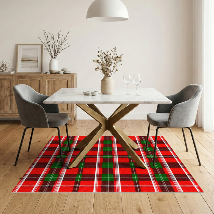 Rustic Farmhouse Red Plaid Washable Area Rug
