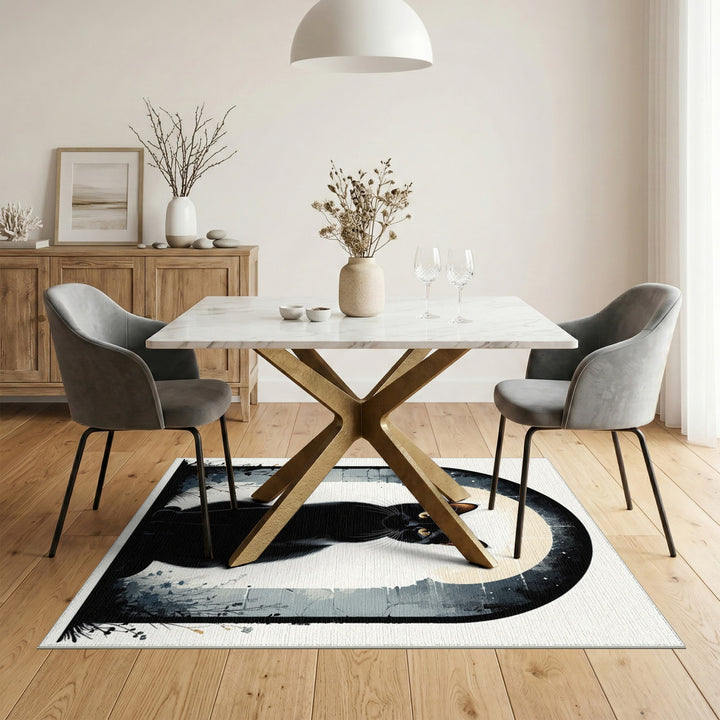 Black Cat Moonlit Arch Area Rug