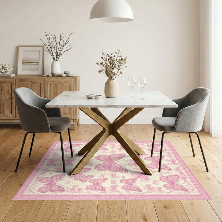 Pink Butterfly Bow Kids Area Rug