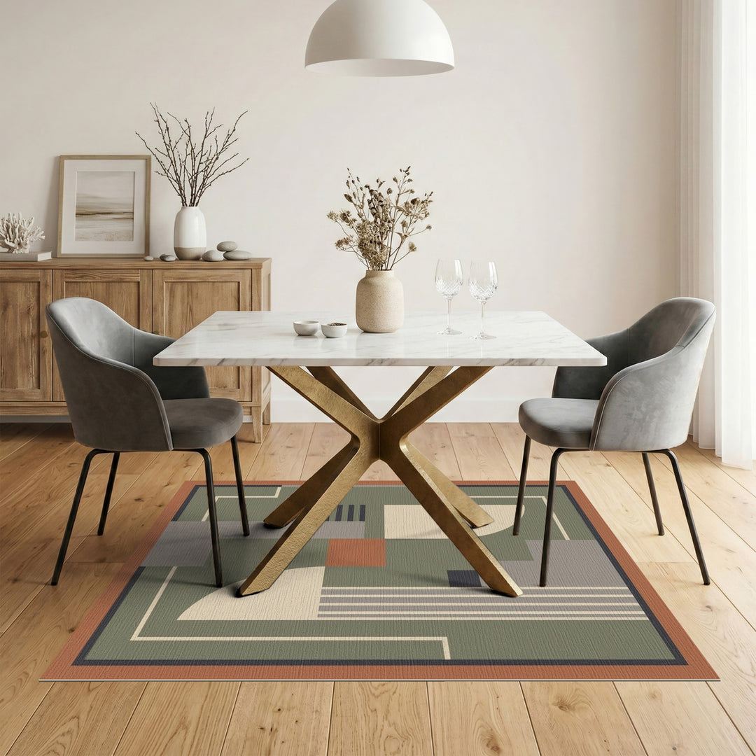 Green Geometric Modern Area Rug
