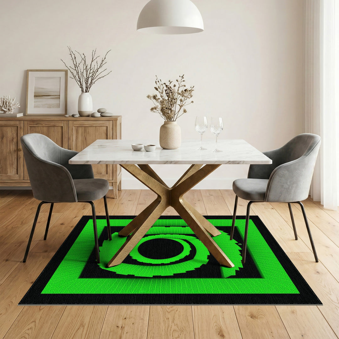 Green Geometric Spiral Area Rug