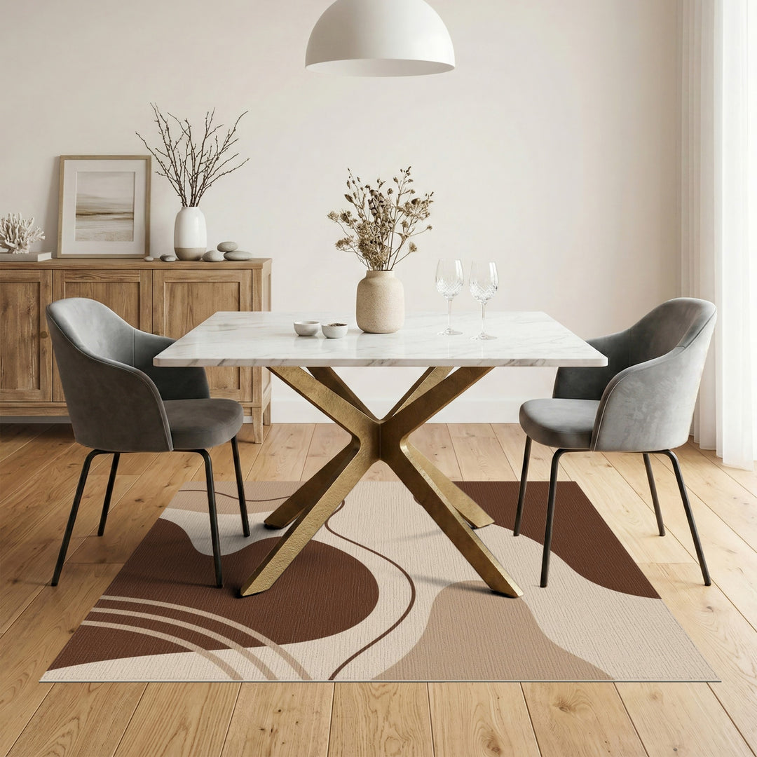 Abstract Area Brown and Tan Brown Abstract Wave Area Rug