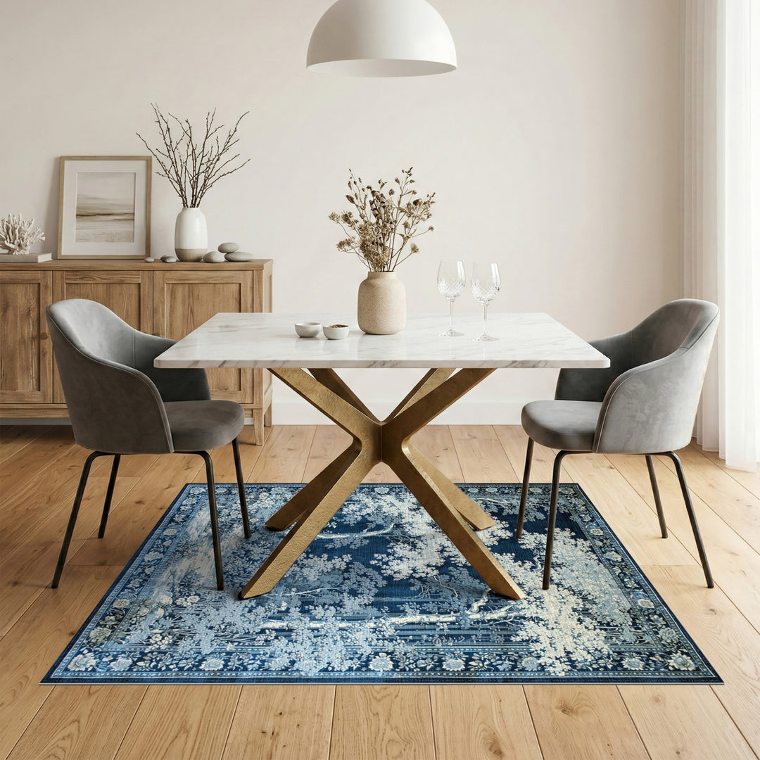 Blue Forest Toile Area Rug